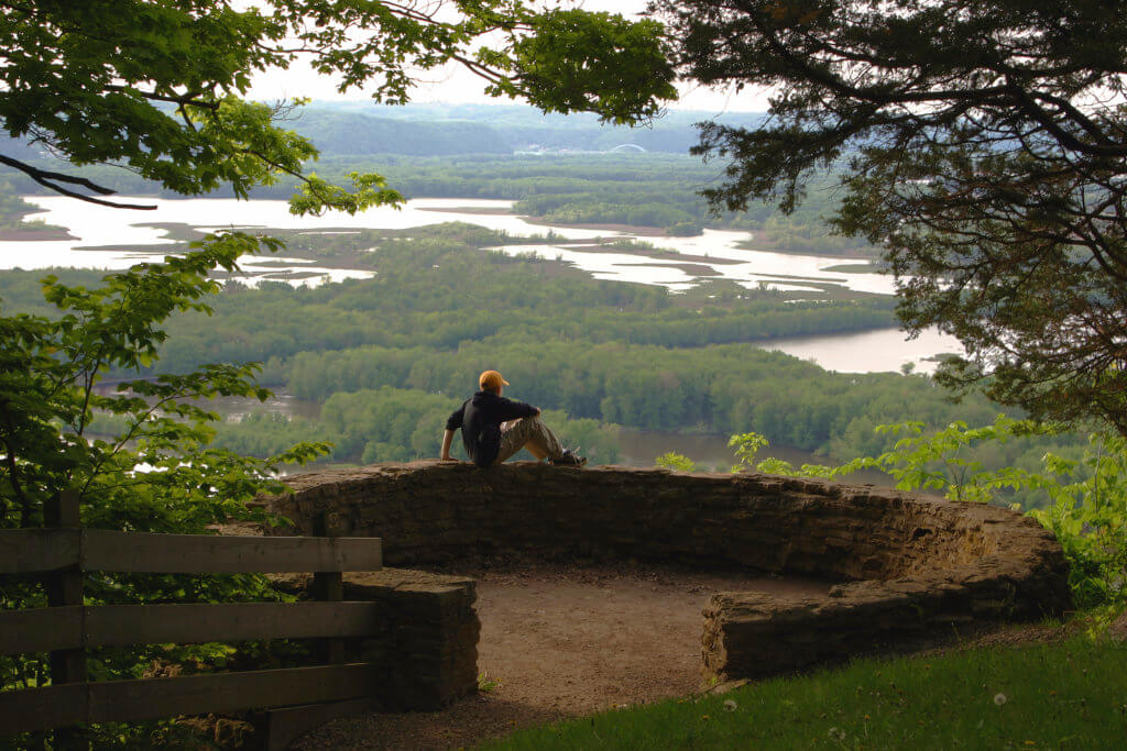 Hiker overlooking the landscape