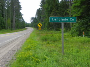 Highway roadside at the Langlade County, Forest County line