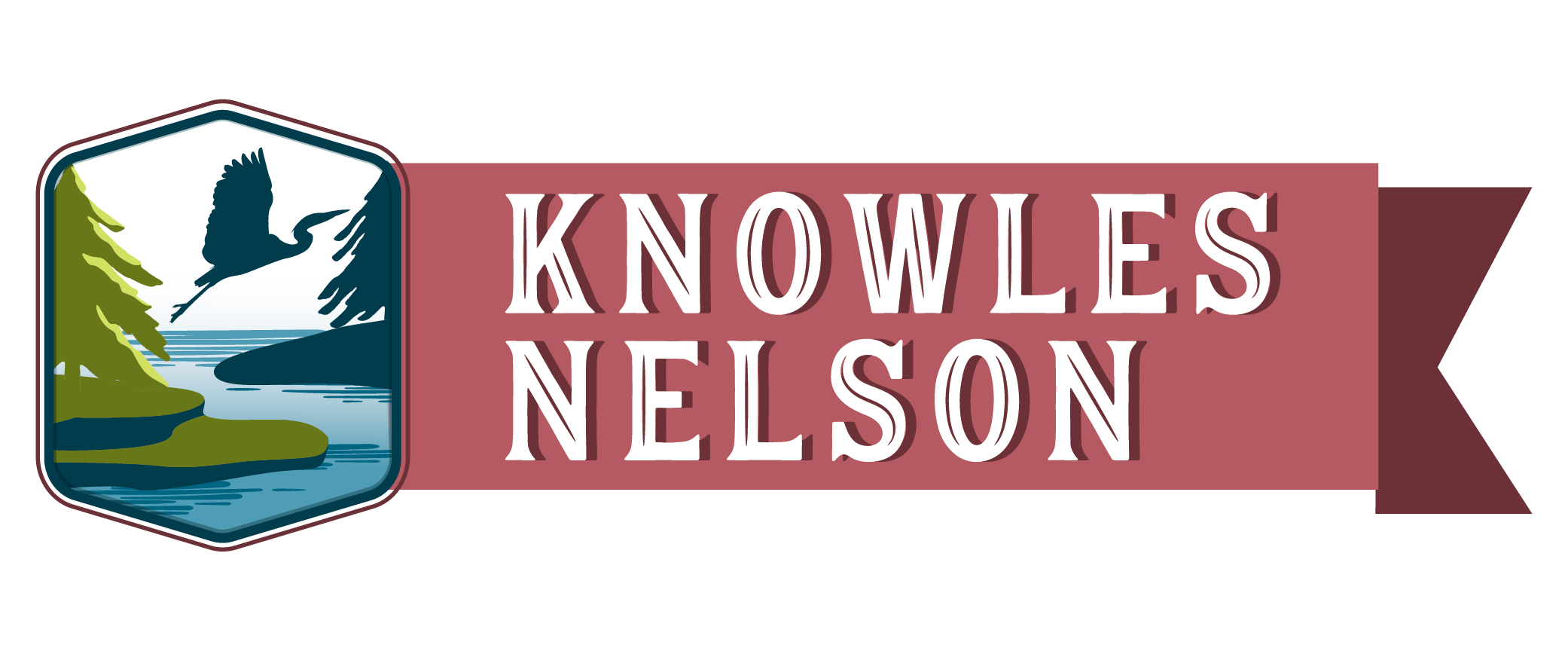 Knowles-Nelson red banner with an image of a bird taking flight on the left.