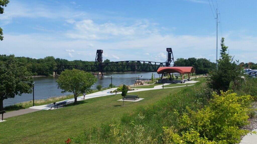 A city bridge over water in Hastings, MN, where the Carpenter Nature Center is expanding.