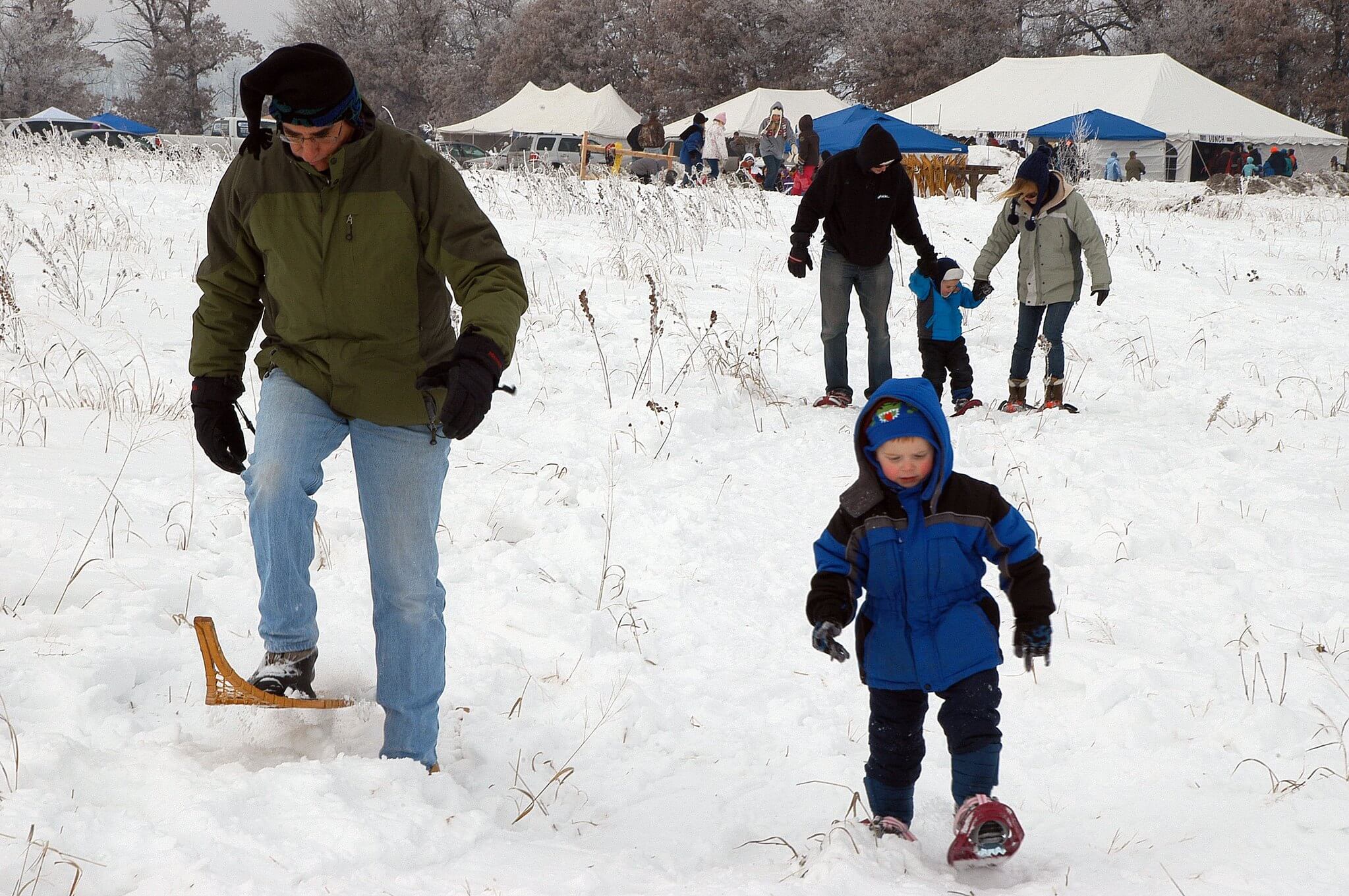 Snowshoeing in Wisconsin. Parks and trails saw increased interest during the pandemic and need increased funding, like from the Knowles-Nelson Stewardship Program, to support them.
