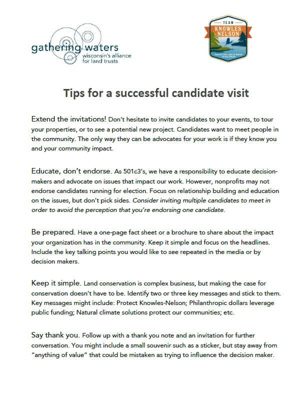 An image of the tips for a successful candidate visit sheet.