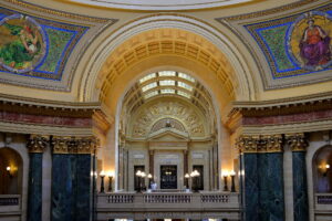 Interior view of the Wisconsin state capitol building.