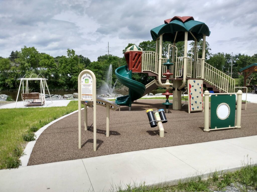 A newly constructed outdoor playgound.